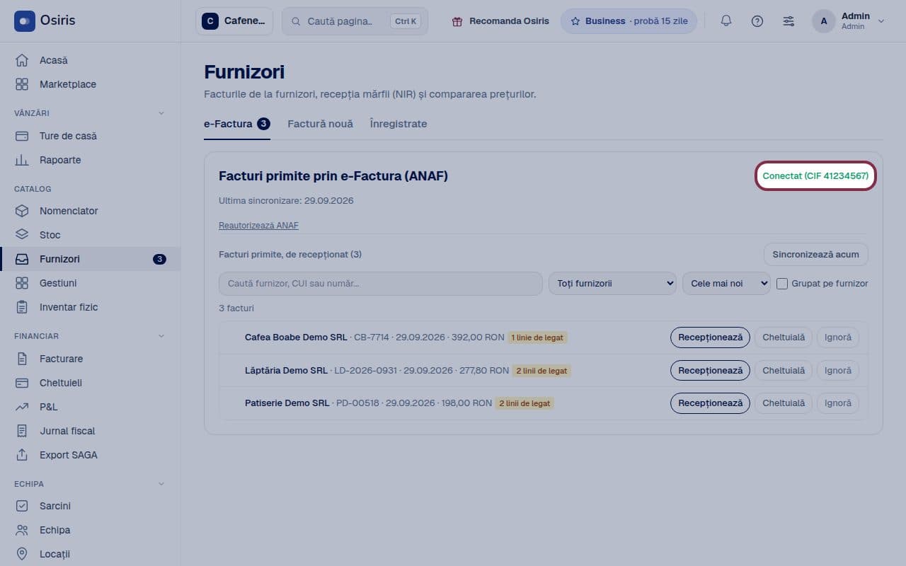 Pasul 1: Conectează ANAF o singură dată