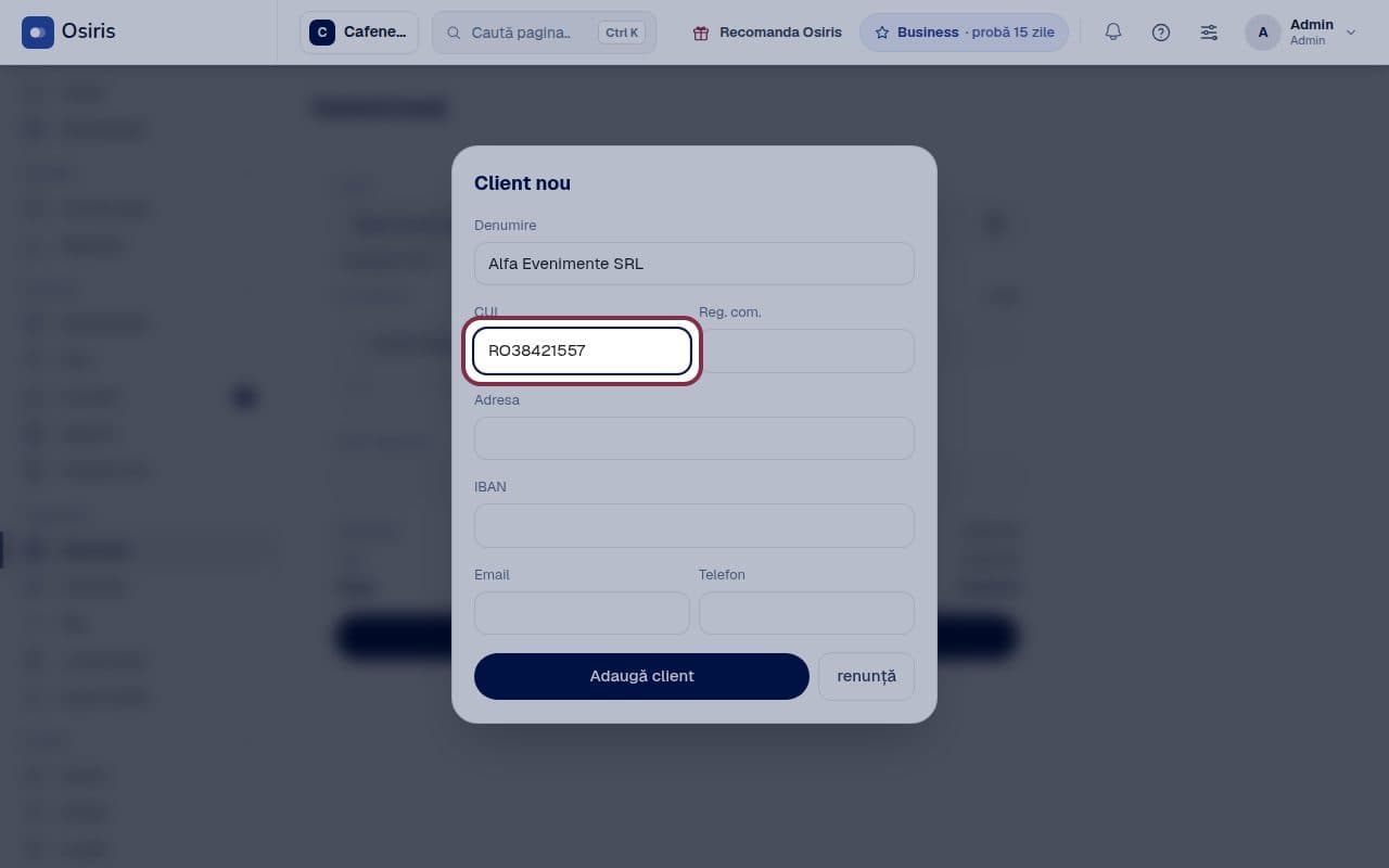 Pasul 2: Adaugă clientul